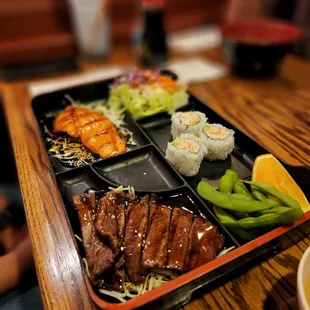 a tray of food on a table