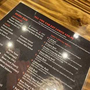 Lunch menu