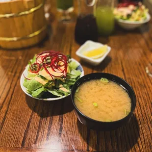 Miso soup and salad