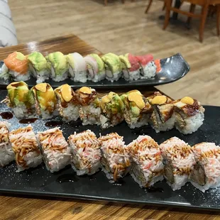 (Top to bottom) Rainbow Roll, Bon Temp&apos;s Roll, Snow White Roll