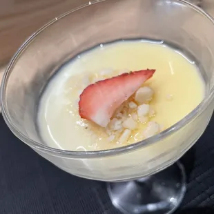 toasted coconut panna cotta with yuzu and macadamia