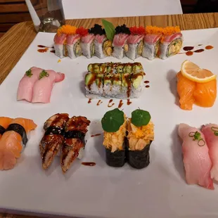 Various nigiri and rolls