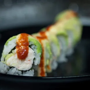 a close up of a sushi