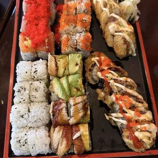 Bagel roll, mango roll, Batman roll, Las Vegas roll