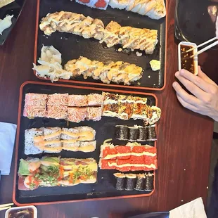interior, sushi and sashimi