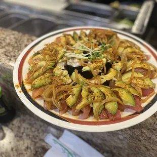 Try it miguels way pickled onions and chili oil