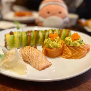 a plate of sushi on a table