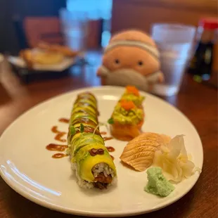 a plate of sushi on a table