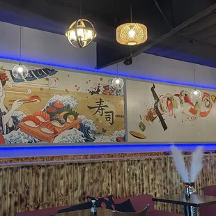 the interior of a japanese restaurant