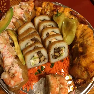 The sushi; cielo, mar, y tierra is a great combo of shrimp, carne asada, &amp; chicken. I have to say it&apos;s Good!!