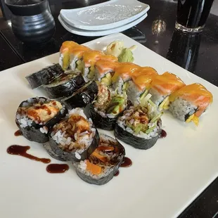 Fried Sweet Potato Roll(5) Shrimp Tempura Roll(8) Golden Roll