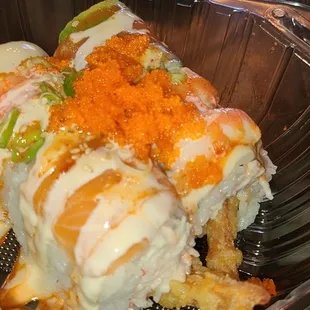 My sad flavorless immitation crab roll. (Superman) More like mighty mouse.