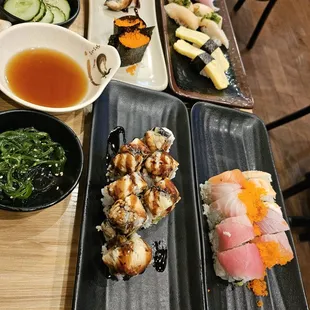 Dragon roll, rainbow roll ayce dinner $33.95
