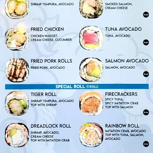 Sushi menu