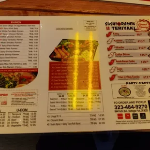 menu