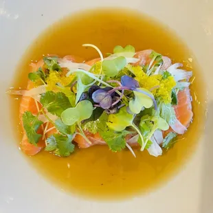 Salmon 'ceviche' in a ponzu sauce.