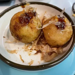 two fried food items on a plate