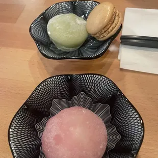 Mochi ice cream &amp; macaroons. Delish!!!