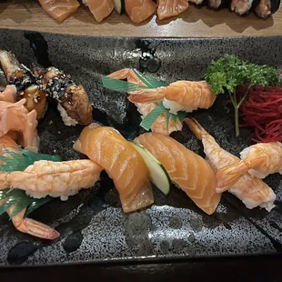 a plate of sushi on a table