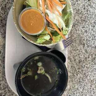 Ginger salad and soup