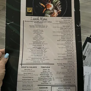 Lunch menu