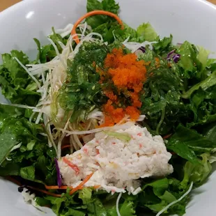 Super close up of the naked Korean style sashimi bowl (pre drizzle of the Korean red pepper paste/sauce) $5.