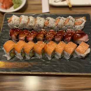Spicy Tuna, SS Roll, Dragon Roll