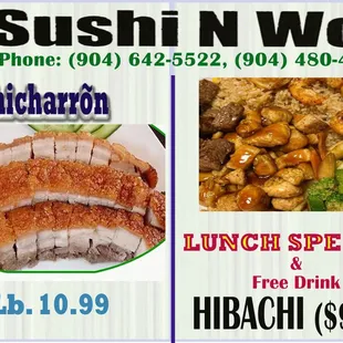 menu for lunch specials