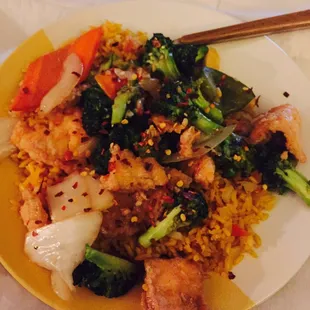 Salmon Hibachi (with my red pepper flakes added)