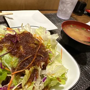 Salad and miso soup