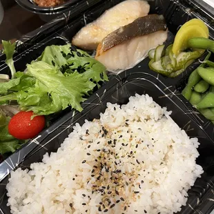 Black miso cod bento