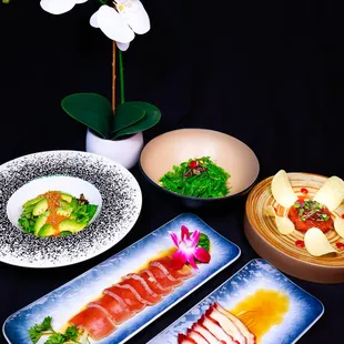 Sushi Appetizers and Salad.
