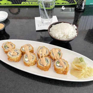 Nova Scotia roll and side of steamed rice