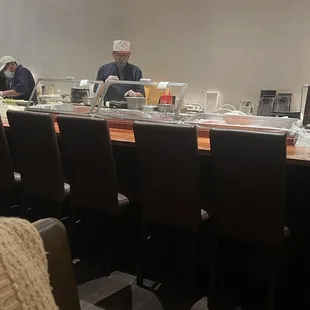 live sushi bar where the food is prepared in front of you (if you decide to sit in the inside)