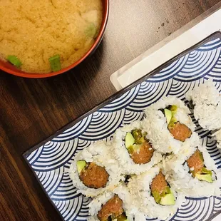 Sushi rolls + Miso Soup