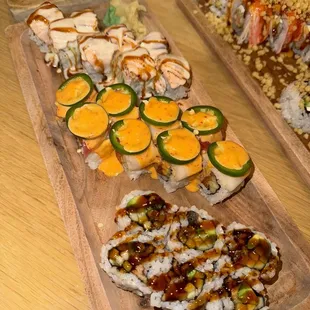 Ahi Roll (8pc), Alaska Roll (8pc), BBQ Eel Roll (6pc)