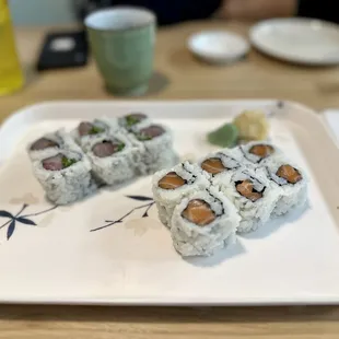 Yellowtail and Scallion Roll (6pc) &amp; Salmon Roll (6pc)