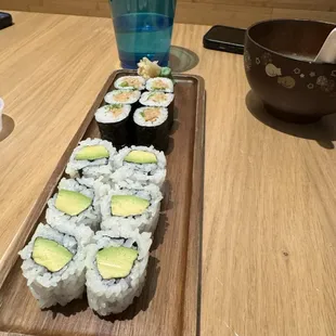 Avocado Roll (6pc) and fermented bean paste roll (forgot the name)