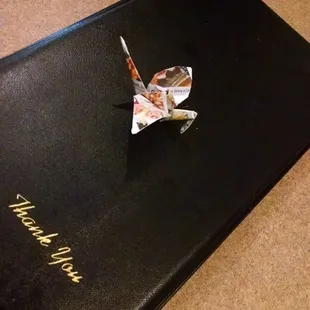 Hand Made Paper crane that came with my bill!