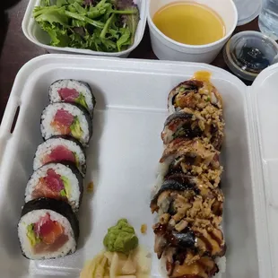 The buy one specialty roll and get one regular. At the Washington roll and rainbow Maki roll