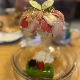 a close up of a sushi dish