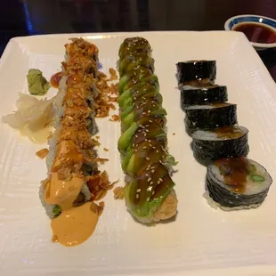 a plate of sushi on a table