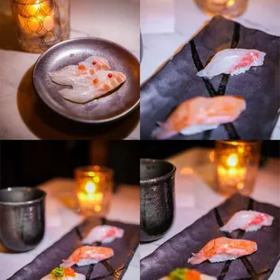 a close up of sushi on a plate