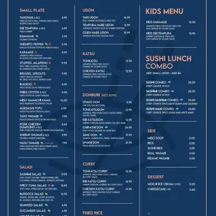 Lunch menu