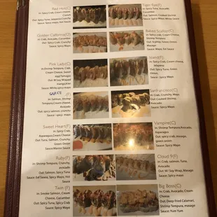 Sushi menu