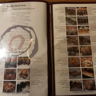 Sushi menu