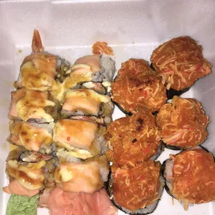 Baked salmon and fire roll