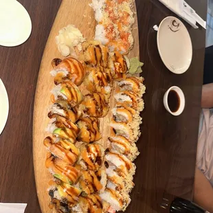 Crazy roll, Happy Roll, Volcano Roll (our personal favorite) and ocean roll.