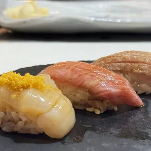 three different types of sushi