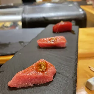 Trio of bluefin sashimi